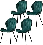 Moderner Samt-Esszimmerstuhl-Set mit 4 Esszimmerstühlen Sessel für Büro, Lounge, Esszimmer, Küche, Esszimmerstühle (Farbe: Grün)