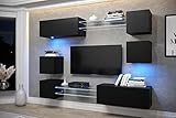 Furnitech AN65 New Modernes Wohnzimmer Wohnwand Wohnschrank Schrankwand Mediawand Möbel MATT (Möbel ohne LED, AN65N-21B-M3)