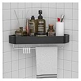 PEVSCO Badezimmerregal Einschicht-Dreieck-Rack, schwimmende Regal-Speicher-Display-Wandregale for Badezimmer-Küche Wohnzimmer mit Handtuch BA, 4 Haken Badezimmerzubehör