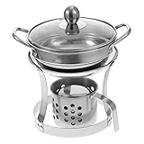 BESPORTBLE Edelstahl Kleiner Hot Pot Camping-Topf-Set Mini-Herd Tragbarer Gasherd Outdoor-Herd Camping-Kochset Picknick-Eintopf Tragbarer Herd Abnehmbarer Herd Alkohol-Herd-Set