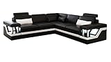 JVmoebel Design WOHNLANDSCHAFT LEDERSOFA Hamburg II, Weiß/Rot, 277x277, Leder