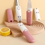 KAYLEINSTER Sparschäle/Gezackte Julienne,Pendelschäler mit 3 Funktionen,Extra scharf Edelstahlklinge,Spargel-und Kartoffelschäler für Obst und Gemüse-Rosa