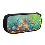 Federmäppchen Watercolor Nature Landscape Floral Pencil Case Compartments Pen Pouch Box Multifunctional Makeup Bag Holder Large Storage Stationery Organizer with Zipper for Office Travel