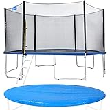 Monzana Trampolin Ø 366 cm TÜV SÜD GS Zertifiziert Komplettset inkl. Sicherheitsnetz, Leiter, Randabdeckung & Wetterplane Kindertrampolin Gartentrampolin