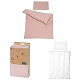 roba Kinderbettwäsche Lil Planet 100 x 135 cm - 2-teiliges Bettwäsche Set - Bio Baumwolle Rosa/Mauve + Spannbettlaken + Kindersteppbett - Kinder Bettdecke 100 x 135 cm + Kissen 40 x 60 cm
