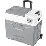 KESSER® Kompressor Kühlbox elektrisch Gefrierbox, 50 Liter Mit APP-Steuerung USB-Anschluss 12/24 V 230V, Teleskopstange Räder Kühlschrank Kühlung bis -20 °C für Auto, Lkw, Boot, Reisemobil, Camping