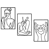 Abstrakte FrauWandkunst, 3teiliges minimalistisches modernes abstraktes Wanddekor aus Metall, 12,9ZollFrauenSilhouetteKunstwerk, FrauenKunstdruck, LineArtWanddekoration, minimalistisches Wanddekor, fe