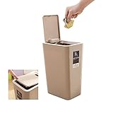 Baffect Push-Lid Küche Mülleimer, drücken Cover Art Küche Mülleimer Schlank Mülleimer für Wohnzimmer WC Müll Büro Papierkorb (braun)