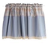 Vintage Rustikalen Stil Kurze Hälfte Scheibengardine Volant mit Spitze und Check Muster für Bauernhaus Küche Café Badezimmer Tier Vorhang Fenster Drapery Hälfte Vorhang