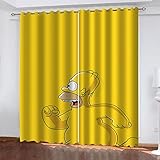 TEMKIN Vorhang Blickdicht Schlaufen, 3D Cartoon Gelber Druck Muster Ösenvorhang 2Er Set, Verdunkelungsvorhang Schlafzimmer Mit Ösen, Thermogardine Wohnzimmer Modern Fensterdekoration 260X280cm