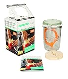 Weck Le Parfait Drahtbügelglas 1000 ml (inkl. Gummiring, Glas zum Fermentieren/einmachen, Einmachglas mit Rezept-Heft) 44840