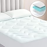 EHEYCIGA Gel Topper 160x200cm Boxspringbett, Matratzentopper 160x200cm Memory Foam, Kühlende Matratzen Topper mit extra tiefem Tasche, Weiß
