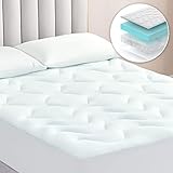 EHEYCIGA Gel Topper 180x200cm Boxspringbett, Matratzentopper 180x200cm Memory Foam, Kühlende Matratzen Topper mit extra tiefem Tasche, Weiß