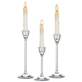 Set mit 3 Kristallkerzenhaltern für Spitzkerzen, Dekorativer Kerzenhalter für Hochzeit, Dinner, Party, Passend für Spitzkerzen in Standardgröße und LED-Kerzen