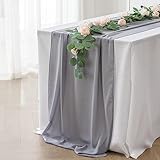 DUAE Table Runner,Mehrfarbiger Optionaler Chiffon-Tischläufer 70 X 300 cm (27 X 118 Zoll) Rechteckiger Tischläufer 2-Teilig Für Boho-Hochzeitsparty-Zubehör Maschinenwaschbar Grau