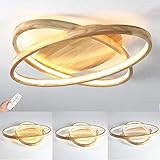 LED Deckenleuchte Dimmbar mit Fernbedienung Wohnzimmer Holz Deckenlampe Oval 70W Modern Schlafzimmerlampe 3000-6500K Ø70cm Deckenbeleuchtung mit Memory Funktion für Esszimmer Restaurant Arbeitzimmer