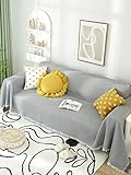 Homxi Bezug Sofa 1 Sitzer,Couchbezug Einfarbig Überwürfe für Sofa Baumwolle Sofa Handtuch Grau Sofabezug Decke 90x180CM