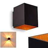 Wandlampe Laforsen aus Metall in Schwarz/Gold, moderne Wandleuchte mit Lichteffekt, 1 x G9-Fassung, Cube/Innenwandleuchte mit Up & Down-Effekt, ohne Leuchtmittel