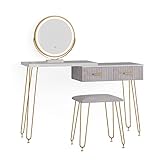 Vicco Schminktisch Frisiertisch Schminkkommode Zoey LED-Spiegel Design-Hocker 120x76 cm modern Schlafzimmer Kommode Schublade Ablage Aufbewahrung Touch-Switch Kosmetiktisch Make-Up-Tisch