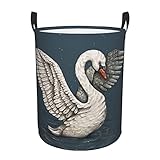 Wäschekorb mit weißem Schwanen-Druck, wasserdicht, 2 Größen (62 l, 38 l)
