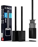 SLAH Toilet Brush Set Pack of 2 Bathroom Silicone Toilet Brushes and Holders with Long Non-Slip Plastic Handle and Gentle Pliable Bristles Along Dripless Base Silicone Toilet Brush