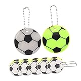 TOYANDONA 12 Stück Fußball-Reflektierende Anhänger Rucksack-Charms Rucksack-Hängedekoration Fußbälle Schlüsselanhänger Sport-Dekoration Taschen-Hängedekoration Reflektierende