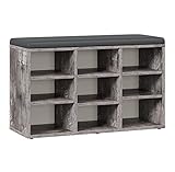 RICOO Schuhbank mit Sitzfläche & Stauraum 79x49x30cm Pressholz Grau, Schuhregal mit Sitzkissen WM035-CF-A, Schuhschrank mit Sitzbank Bank mit Schuhablage Garderobenbank Sitzbänke & -truhen Flur
