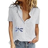 Frauen lässige Baumwolle Leinen O-Ausschnitt solide Kurze Ärmeln T-Shirt Blusenoberteile Top Mit Ausschnitt