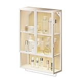 Wandschrank Badezimmer Medizinschrank mit Handtuchhalter,Moderne Home Badezimmer Kosmetik Parfums Aufbewahrungsbox Acryl Vitrinen Vitrinen,Mehrzweck-Hängeschrank für Waschküche/Balkon