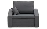 BETTSO -Sofa Sessel mit Schlaffunktion Schlafsessel Gästebett Klappsofa Bettfunktion mit Bettkasten Couch Sofagarnitur Salon Jugendzimmer - Rodrigo 80 Dunkelgrau
