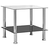 vidaXL Beistelltisch Couchtisch Wohnzimmertisch Kaffeetisch Sofatisch Teetisch Tisch Glastisch Transparent 45x50x45cm Hartglas Edelstahl