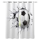 YTITILUCK Fußball-Wandriss-Fußball, Moderne Vorhänge für Schlafzimmer, Wohnzimmer, Küche, fertige Fensterbehandlungsvorhänge, B x H: 2 x 50 x 63 Zoll (127 x 160 cm), Verdunkelungsvorhang