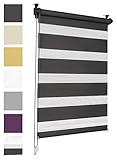 Doppelrollo Klemmfix ohne Bohren 95cm x 130cm Schwarz Duo Rollo Klemmrollo Sonnenschutzrollo Fensterrollo für Fenster & Türen Zebrarollo Seitenzugrollo