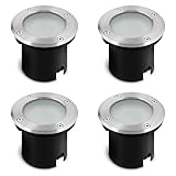 SSC-LUXon 4 Stück MARNE Bodenstrahler Außen rund IP67 für 1x GU10 - Bodenspot befahrbar durchschleifbar (ohne Leuchtmittel)