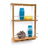 Relaxdays Duschregal aus Bambus HxBxT: ca. 53 x 38 x 15,5 cm Duschablage mit 2 Ablageböden aus feuchtigkeitsresistentem Holz Hängeregal fürs Bad als praktische Hängeablage mit 4 Handtuchhaken, natur