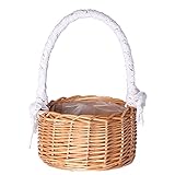 Cabilock Hochzeitsdeko Geflochtener Blumenkorb Blumenvase Rattankorb Obstkorb Streukorb Wicker Rattan Basket Blumenmädchen Blumenkinder für Tischdeko Landhausstil Hochzeitsdekoration