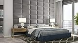 HEKO PANELS 4X Exklusiv Velours Bett Kopfteil Gepolstert 60x40cm - Stilvoll Dick Wandpolster Bett Kopfteil für Bett - Grau