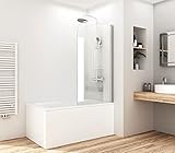 Meykoers Duschwand für Badewanne aus 6mm ESG Sicherheitsglas, Badewannenaufsatz Können 180°nach Pendelbar,Duschabtrennung Badewanne Badewanne Trennwand 70 x 140cm Nano Beschichtung