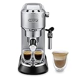 De'Longhi Dedica Style EC 685.M Espresso Siebträgermaschine, Espressomaschine mit Professioneller Milchschaumdüse, nur 15 cm breit, 1 Liter Wassertank, Vollmetallgehäuse, E.S.E Pads geeignet, Metal