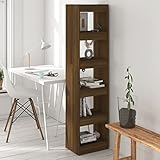 ZEYUAN Bücherregal/Raumteiler, Bookshelf, Regalbrett, Book Shelf, Bücher Regal, Deko Regal Wohnzimmer, Standregal, Braun Eichen-Optik 40x30x166 cm