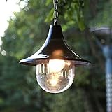 Gartenleuchte Solar Wegeleuchten Wasserdichte Pendelleuchten im Freien E27 Antike traditionelle Terrasse Balkon Veranda Aufhängebrassung Laternenwinddichte hängende Lampe