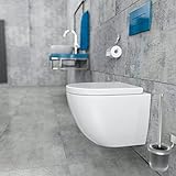 Design Wand-WC Hänge-WC Toilette WC-Schüssel inkl. WC-Sitz mit Absenkautomatik Kurze Ausführung 48cm Spülrandlos KB76-1-M Randlos