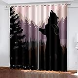Vorhänge Blickdicht 3D Schwarzer Hund Bär Hintergrund Gardinen Verdunkelungsvorhänge 200x214 Cm Verdunklungsvorhänge Ösen, Drucken Curtains Für Schlafzimmer Wohnzimmer Deko, Verdunklungsgardine 2Er