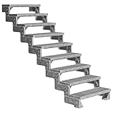 DOLLE Außentreppe Gardentop mit 9 Stufen | Geschosshöhe 162-198 cm │ Stufenauflage Gitterroststufen │ Stufenbreite: 80 cm | ohne Steiggeländer