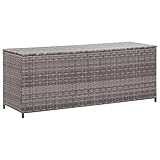 JUNZAI Gartenbox, Auflagenbox Wasserdicht, Box Für Gartenauflagen, wasserdichte Box, Aufbewahrung, Aufbewahrungsbox, Grau 120x50x60 cm Poly Rattan
