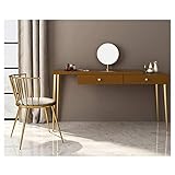 WERTYU Schminktisch Moderner Schminktisch mit Aufklappbarem Spiegel Frisiertisch mit Schmiedeeisen Abnehmbarem Organizer Hocker und 1 Schublade für Schlafzimmer Garderobe