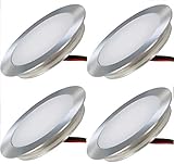 ETT Distribution GmbH LED Einbauspots 12V Ultra flach 4 x 0.5W Wandeinbauleuchten Tom 3000K Rund IP67 Bodeneinbaustrahler Trittfest Begehbar Lochausschnitt: 45.5mm