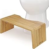 Squatty Potty Oslo Falten Bambus Toilette Hocker - 7-Zoll zusammenklappbar Badezimmer Hocker zum Erwachsene und Kinder, Braun