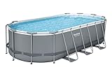 Bestway Power Steel Frame Pool Komplett-Set mit Filterpumpe 549 x 274 x 122 cm, grau, oval