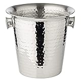 EDZARD Sektkühler Joey (Ø 21 cm) aus Edelstahl - Flaschenkühler, Weinkühler - Getränkekühler für 1 Flasche - Schale für Wein, Sekt & Eiswürfel - Champagner Kühler gehämmert mit Griff
